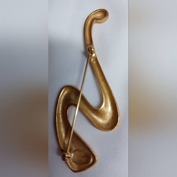 VTG Carolee Gold Tone Squiggle S Brooch Pin, Designer Signature - Picture 3 of 5